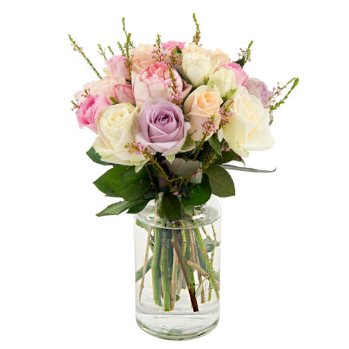 A sweet flower bouquet featuring 12 stems of fresh roses for you to make each and every moment of your loved one's life memorable.