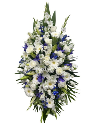 Sympathy tribute white and purple